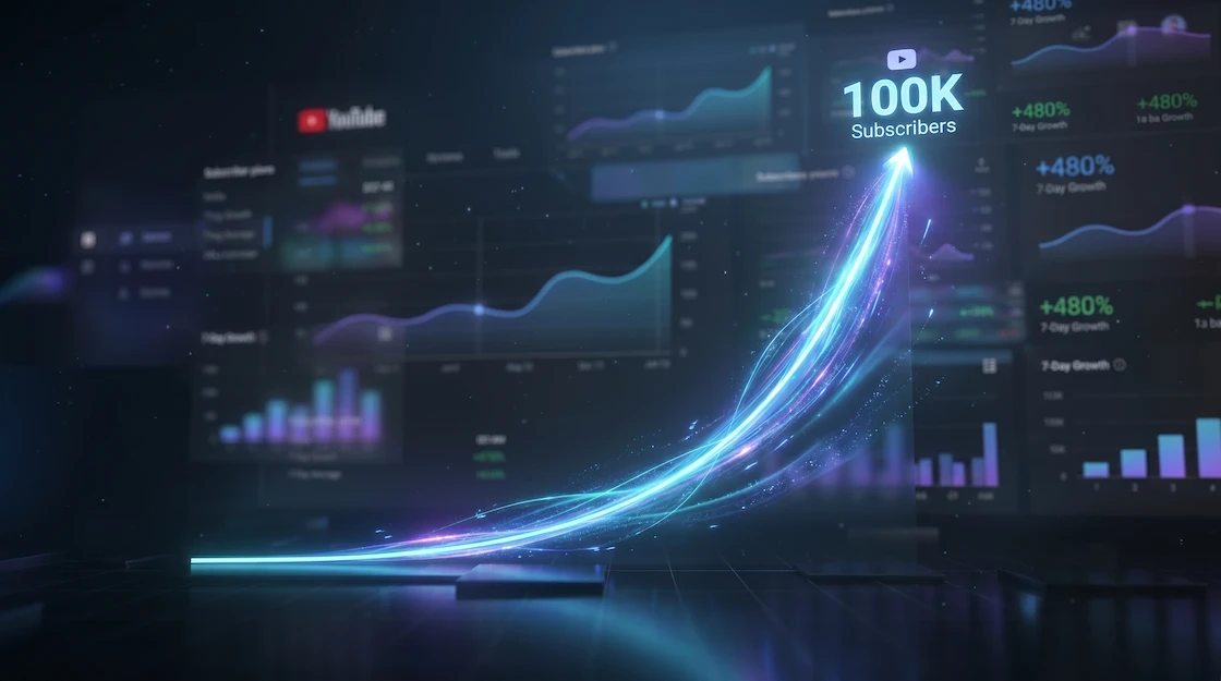 YouTube channel growth case study analytics showing subscriber increase to 100k
